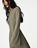 Fluted Sleeve Midi Column Dress