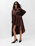 Satin Cowl Neck Mini Tie Detail Waisted Dress