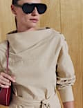 Pure Cotton Tie Waist Mini Shirt Dress