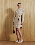 Pure Cotton Tie Waist Mini Shirt Dress
