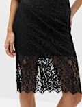 Cotton Blend Lace Knee Length Pencil Skirt
