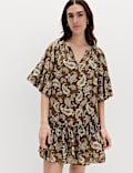 Paisley Angel Sleeve Mini Tiered Dress