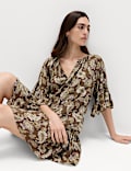 Paisley Angel Sleeve Mini Tiered Dress