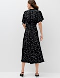 Polka Dot Tie Neck Midi Tea Dress