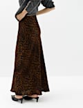 Leopard Print Elasticated Waist Maxi Slip Skirt