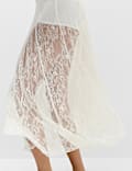 Cotton Blend Lace Midi Circle Skirt