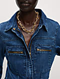 Denim Long Sleeve Utility Jumpsuit