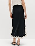 Satin Lace Trim Midi Slip Skirt