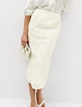 Jupe midi coupe &eacute;vas&eacute;e &agrave; motif textur&eacute;
