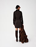Funnel Neck Blouson Mini Waisted Dress