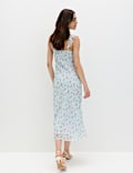 Floral Ruffle Detail Midi Column Dress