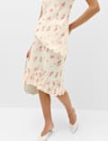 Floral Ruffle Hem Midi Tiered Skirt
