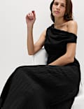 Midi-Slipdress mit hohem Lyocell-Anteil und drapiertem Plissee