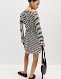 Striped Long Sleeve Mini Shift Dress