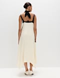 Satin Colour Block Lace Trim Midaxi Cami Slip Dress
