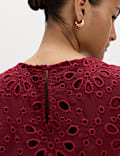 Broderie Cutwork Detail Mini Shift Dress