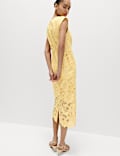 Lace Cutwork Detail Midi Column Dress
