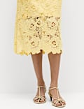 Lace Cutwork Detail Midi Column Dress