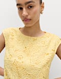 Lace Cutwork Detail Midi Column Dress