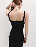 Midi bodycon jurk van jersey met vierkante halslijn en paneeldetails