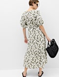 Pure Cotton Paisley Midi Waisted Dress