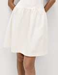 Jersey V-Neck Mini Drop Waist Skater Dress