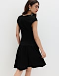 Jersey V-Neck Mini Drop Waist Skater Dress