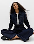 Denim Long Sleeve Wide Leg Jumpsuit