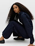 Denim Long Sleeve Wide Leg Jumpsuit