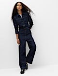 Denim Long Sleeve Wide Leg Jumpsuit