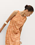 Chiffon Checked Midi Column Dress