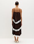 Lace Trim Strappy Midi Tiered Dress