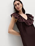 Lyocell Rich Frill V-Neck Midaxi Relaxed Dress