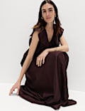 Lyocell Rich Frill V-Neck Midaxi Relaxed Dress