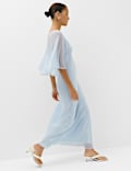 Cape V-Neck Maxi Dress