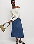 Denim Seam Detail Midi Skirt