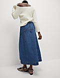 Denim Seam Detail Midi Skirt