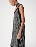 Embellished Scoop Neck Shift Midi Dress