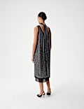 Embellished Scoop Neck Shift Midi Dress