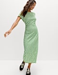 Textured Gingham Midi Column Dress
