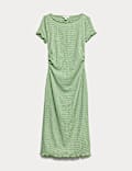 Textured Gingham Midi Column Dress