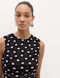 Mesh Polka Dot Midi Dropped Waist Dress