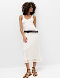Jersey Lace Trim Midi Bodycon Dress