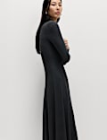 Jersey Ribbed Midi Column Dress