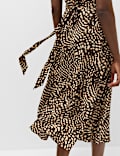 Animal Print V-Neck Midi Tea Dress