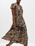 Animal Print V-Neck Midi Tea Dress