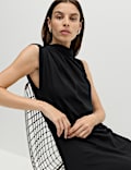 Pure Cotton Tie Waist Midi Column Dress