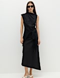 Pure Cotton Tie Waist Midi Column Dress