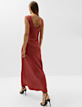 Satin Tie Detail Midi Slip Dress