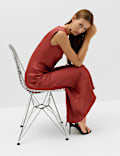 Satin Tie Detail Midi Slip Dress
